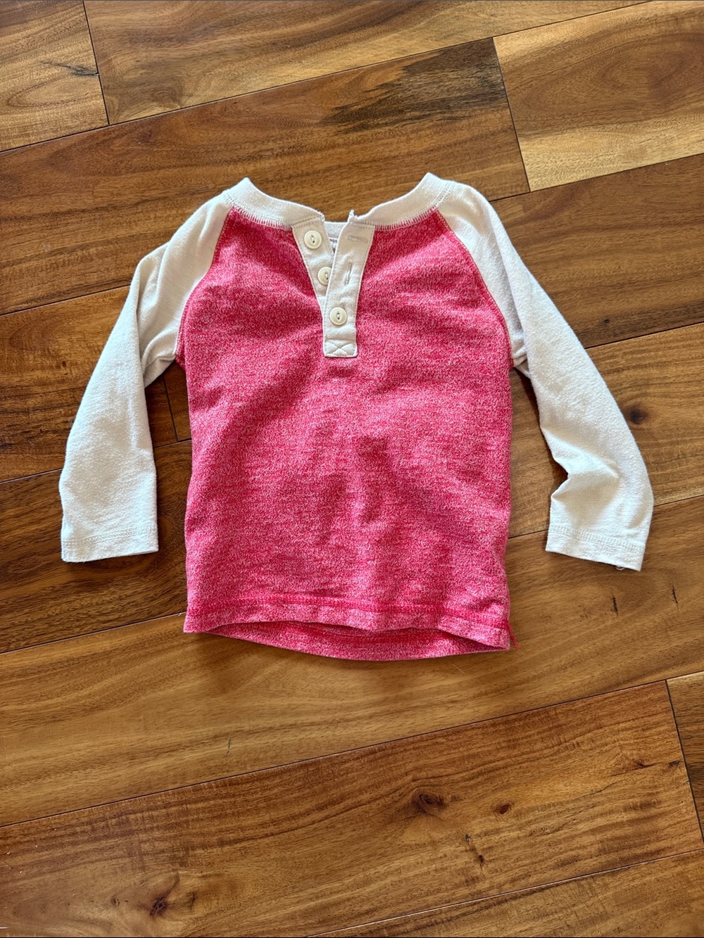Cat & Jack Pink and Cream Long-Sleeve Henley
